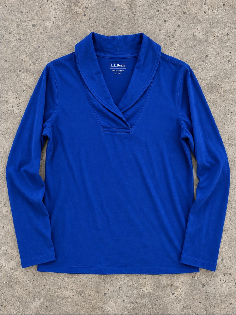 L.L.Bean Women’s XL Blue Shawl Collar Long Sleeve Pullover Cotton Classic Preppy